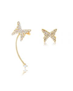 Brinco Ear Cuff com Borboleta Cravejada de Zircônias folheado em ouro 18k